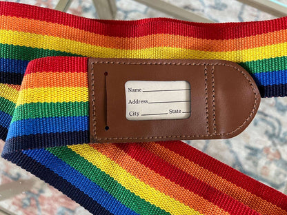 Vintage 1970s American Tourister Adjustable Luggage Strap, Rainbow Striped Strap, Luggage Carry - Ons, Cross - Body Bag Strap - Loom Vintage