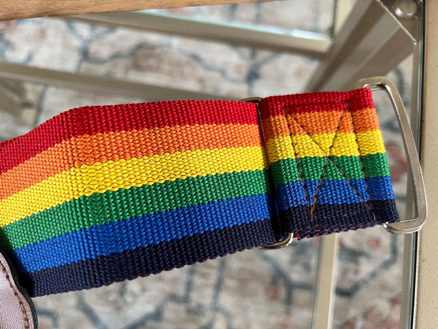 Vintage 1970s American Tourister Adjustable Luggage Strap, Rainbow Striped Strap, Luggage Carry - Ons, Cross - Body Bag Strap - Loom Vintage