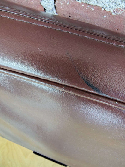 Vintage 1980s Reddish Brown Leather Travel Set with Umbrella – Made in Korea (Unused) - Loom Vintage