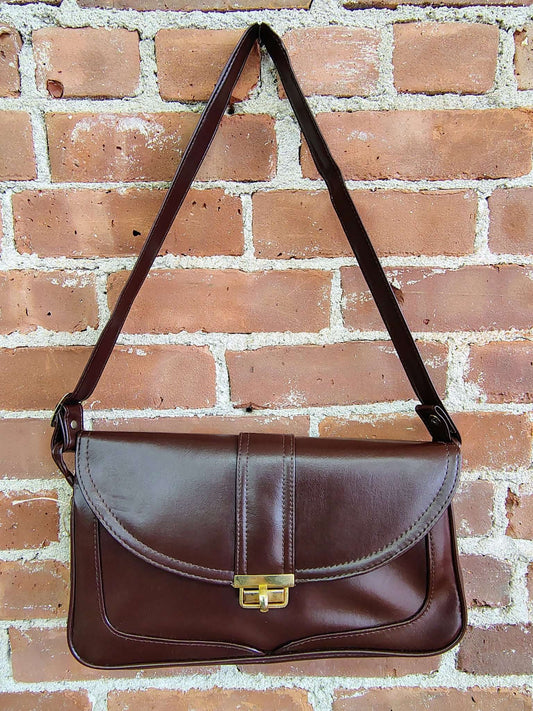 Vintage 1980s Reddish Brown Leather Travel Set with Umbrella – Made in Korea (Unused) - Loom Vintage