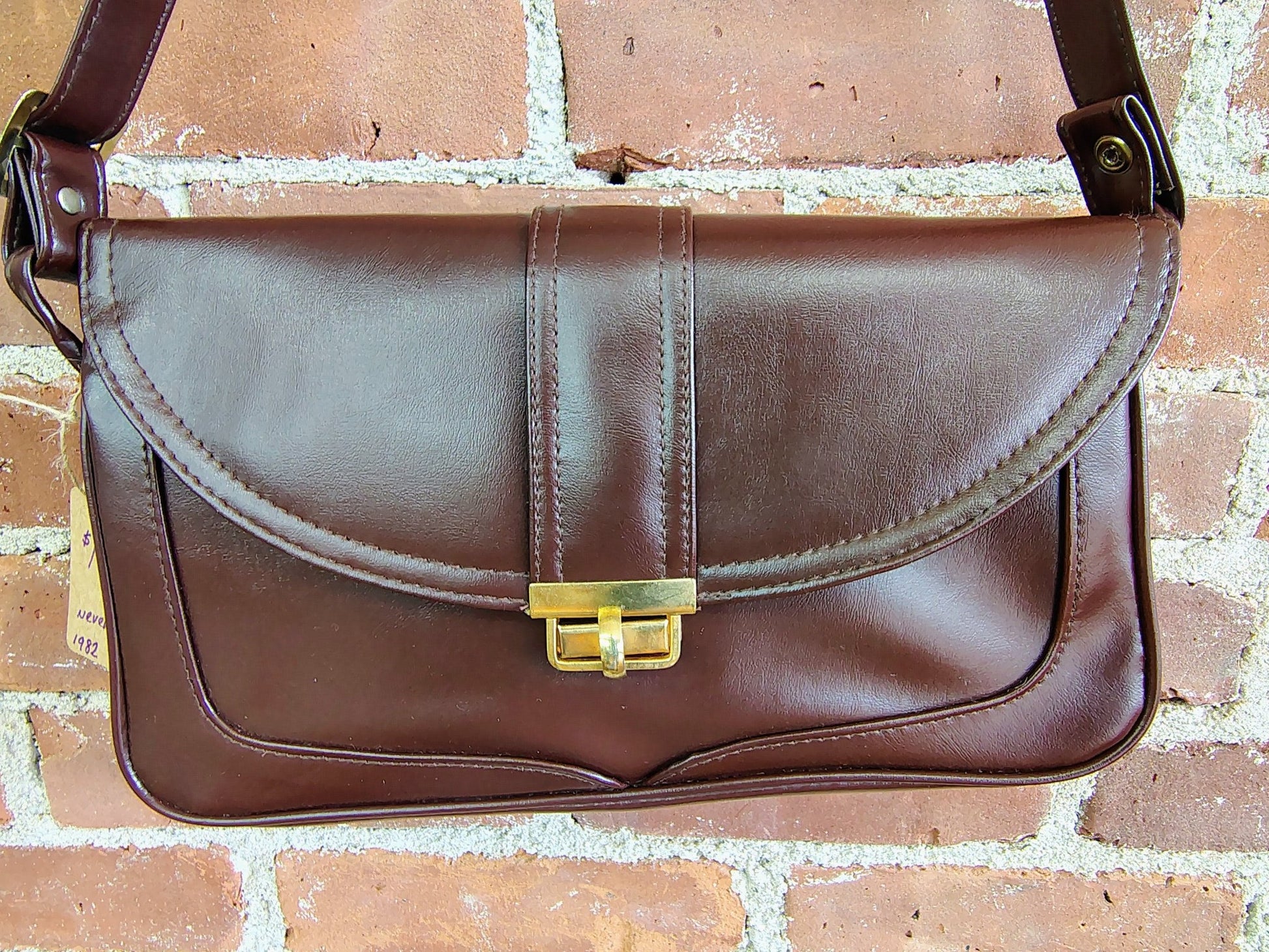 Vintage 1980s Reddish Brown Leather Travel Set with Umbrella – Made in Korea (Unused) - Loom Vintage