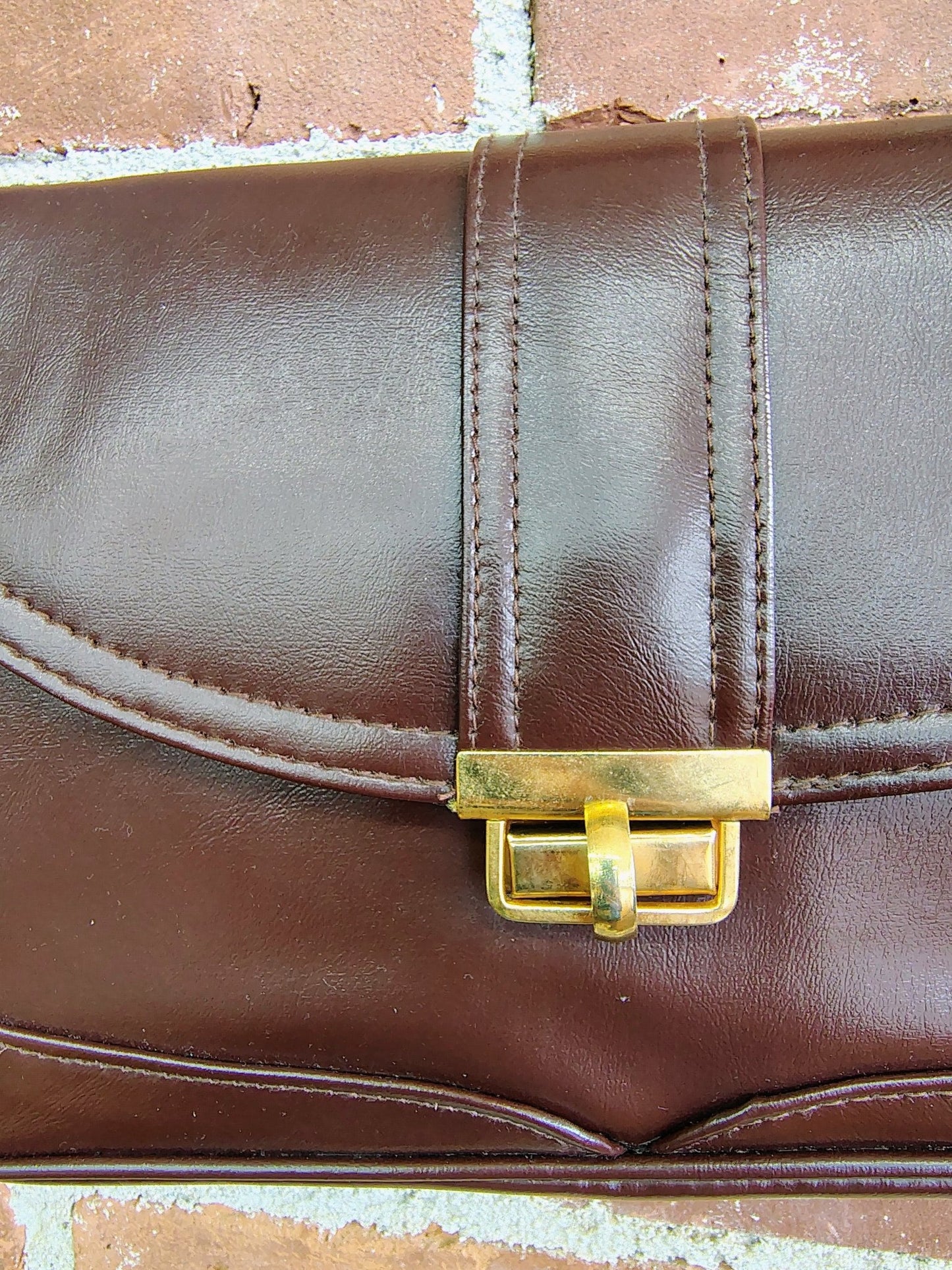 Vintage 1980s Reddish Brown Leather Travel Set with Umbrella – Made in Korea (Unused) - Loom Vintage