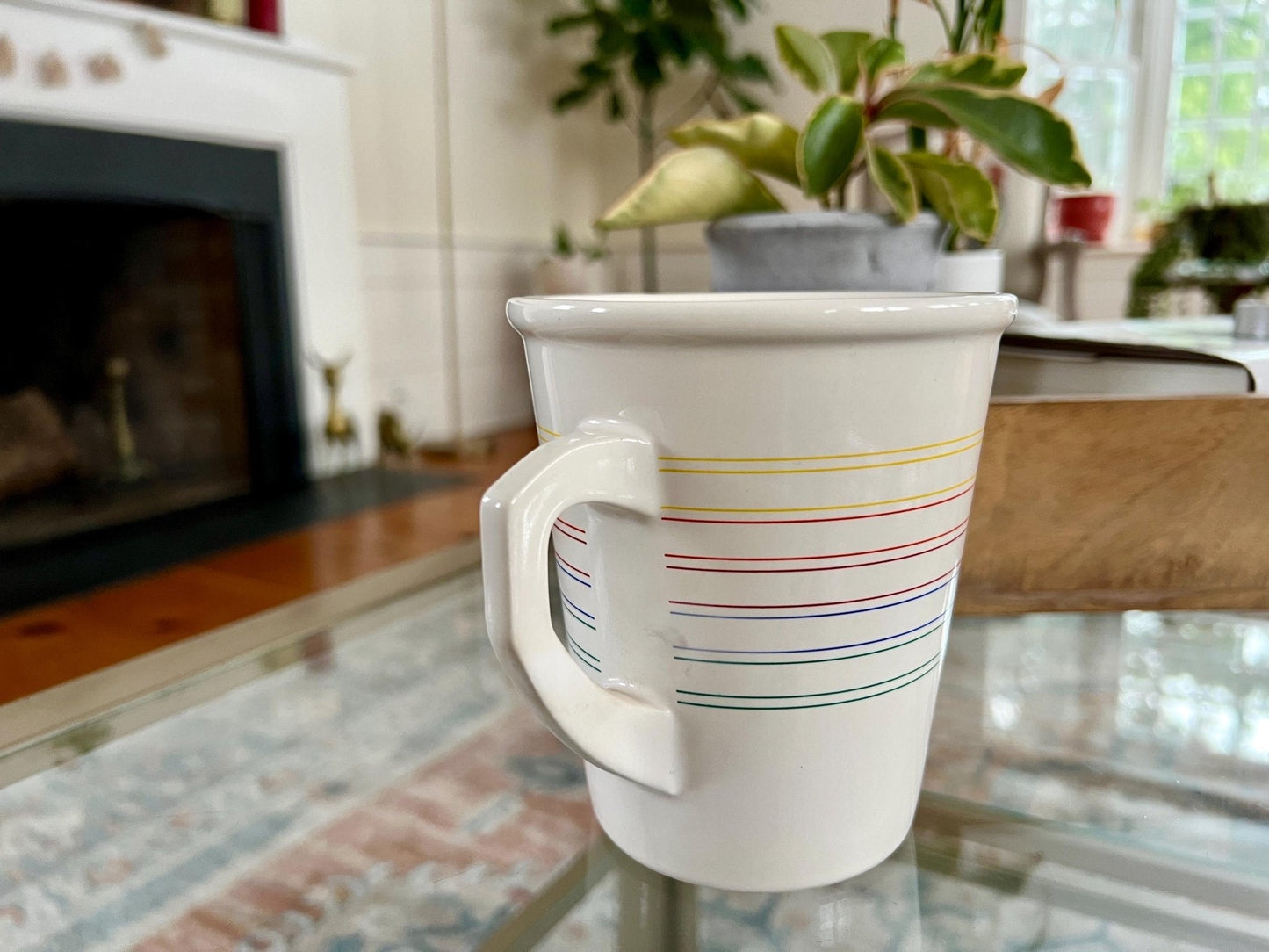 Vintage 1986 FTDA Retro Rainbow Arrow Rocket Coffee Mug Cup Retro Japan. Pride - Loom Vintage