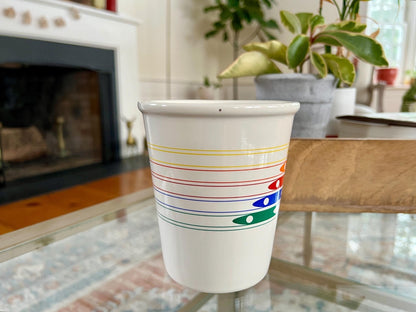 Vintage 1986 FTDA Retro Rainbow Arrow Rocket Coffee Mug Cup Retro Japan. Pride - Loom Vintage