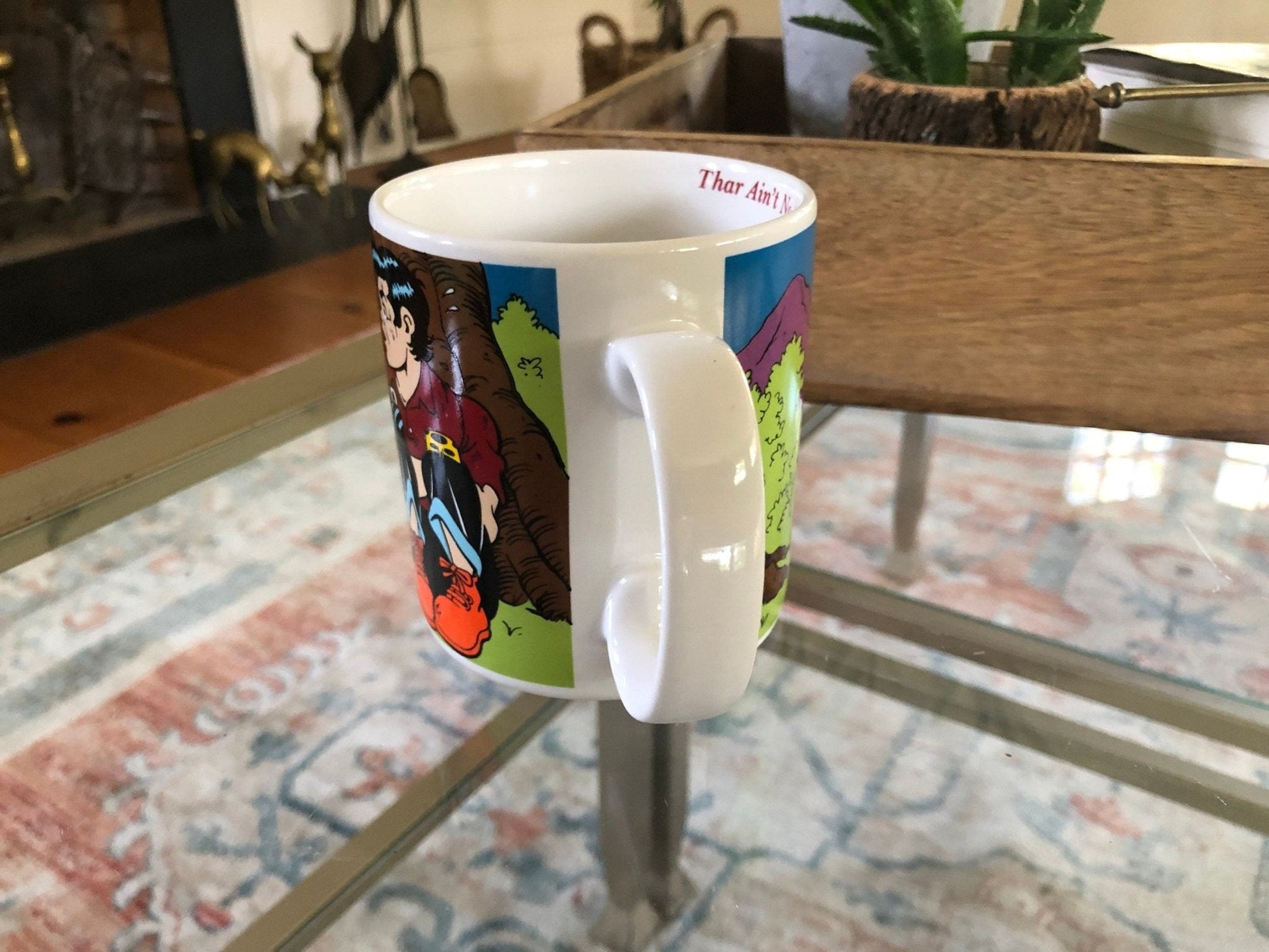 Vintage 1990 "Thar Ain't No Hidin' From Love" Coffee Mug, The Good Company, Pin Up - Comic Graphic Pop Art - Loom Vintage