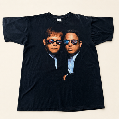 Vintage 1994 Elton John Billy Joel Face to Face all-over-print tour t-shirt, black XL, front