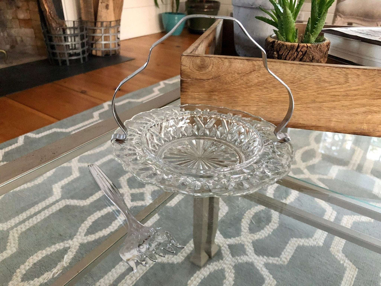 Vintage 3 pc. Seafood Serving Set, Pressed Glass, Crystal, Made in England, Original Box, Holiday Serving, Relish Plate - Loom Vintage