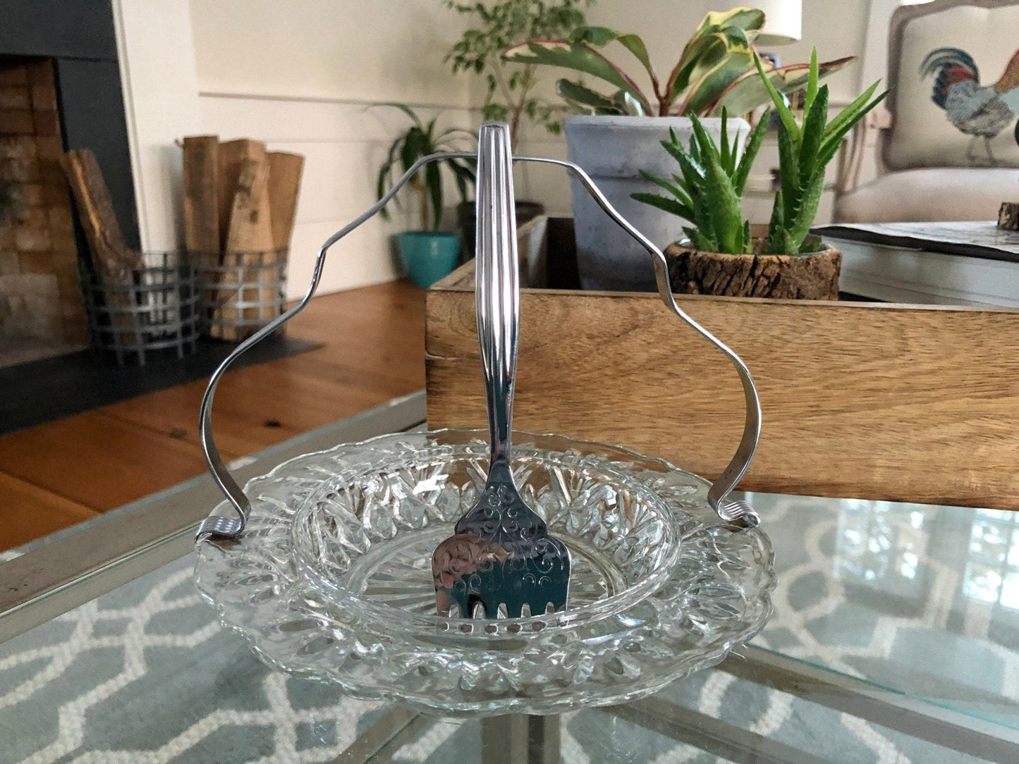 Vintage 3 pc. Seafood Serving Set, Pressed Glass, Crystal, Made in England, Original Box, Holiday Serving, Relish Plate - Loom Vintage