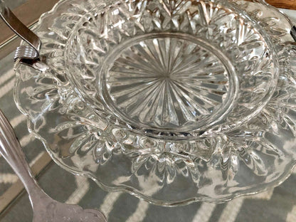 Vintage 3 pc. Seafood Serving Set, Pressed Glass, Crystal, Made in England, Original Box, Holiday Serving, Relish Plate - Loom Vintage
