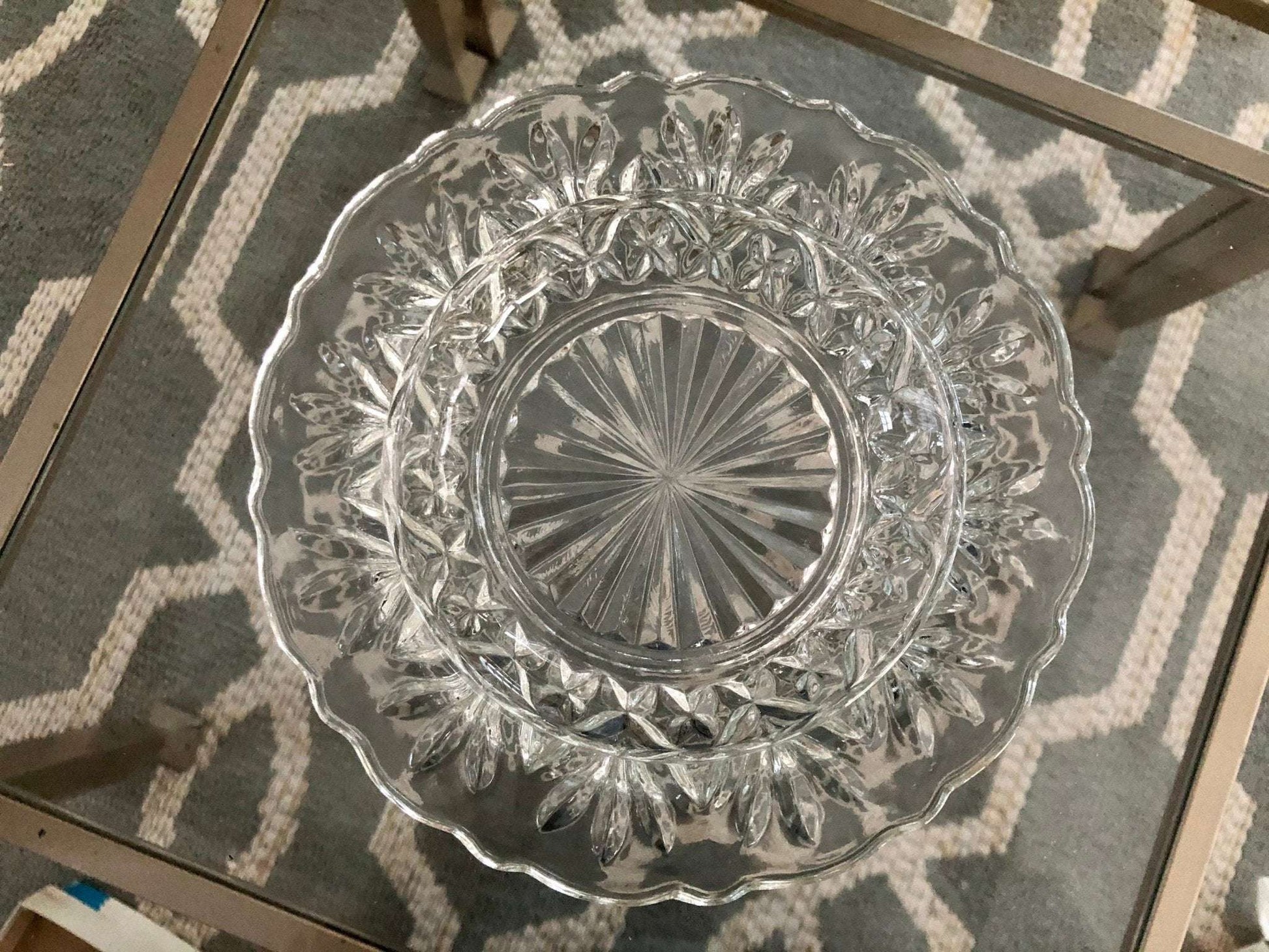Vintage 3 pc. Seafood Serving Set, Pressed Glass, Crystal, Made in England, Original Box, Holiday Serving, Relish Plate - Loom Vintage