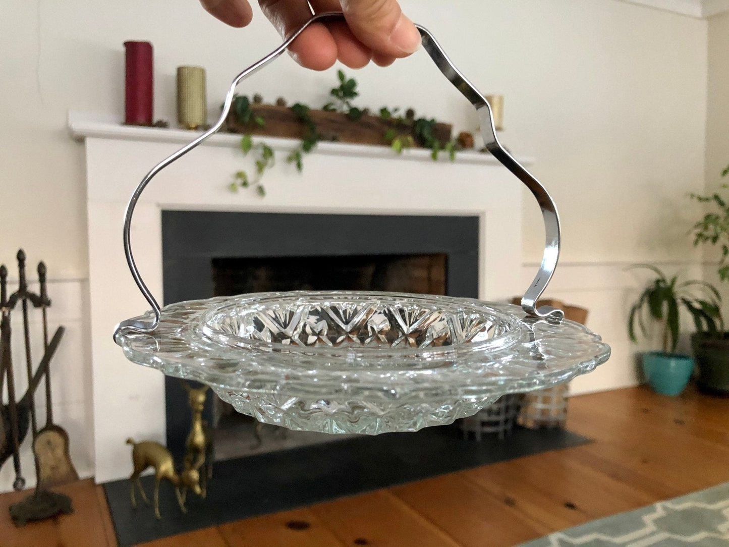 Vintage 3 pc. Seafood Serving Set, Pressed Glass, Crystal, Made in England, Original Box, Holiday Serving, Relish Plate - Loom Vintage
