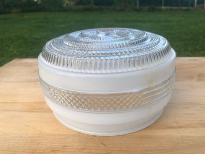 Vintage Art Deco Frosted and Textured Clear Glass Ceiling Light Cover, Light Shade - Loom Vintage