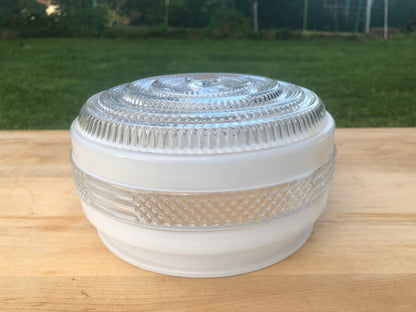Vintage Art Deco Frosted and Textured Clear Glass Ceiling Light Cover, Light Shade - Loom Vintage