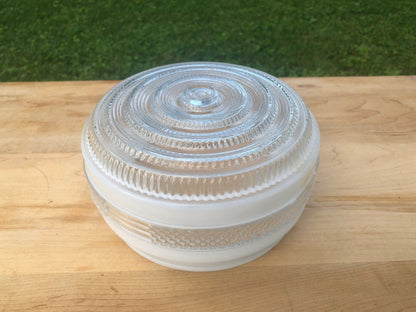 Vintage Art Deco Frosted and Textured Clear Glass Ceiling Light Cover, Light Shade - Loom Vintage