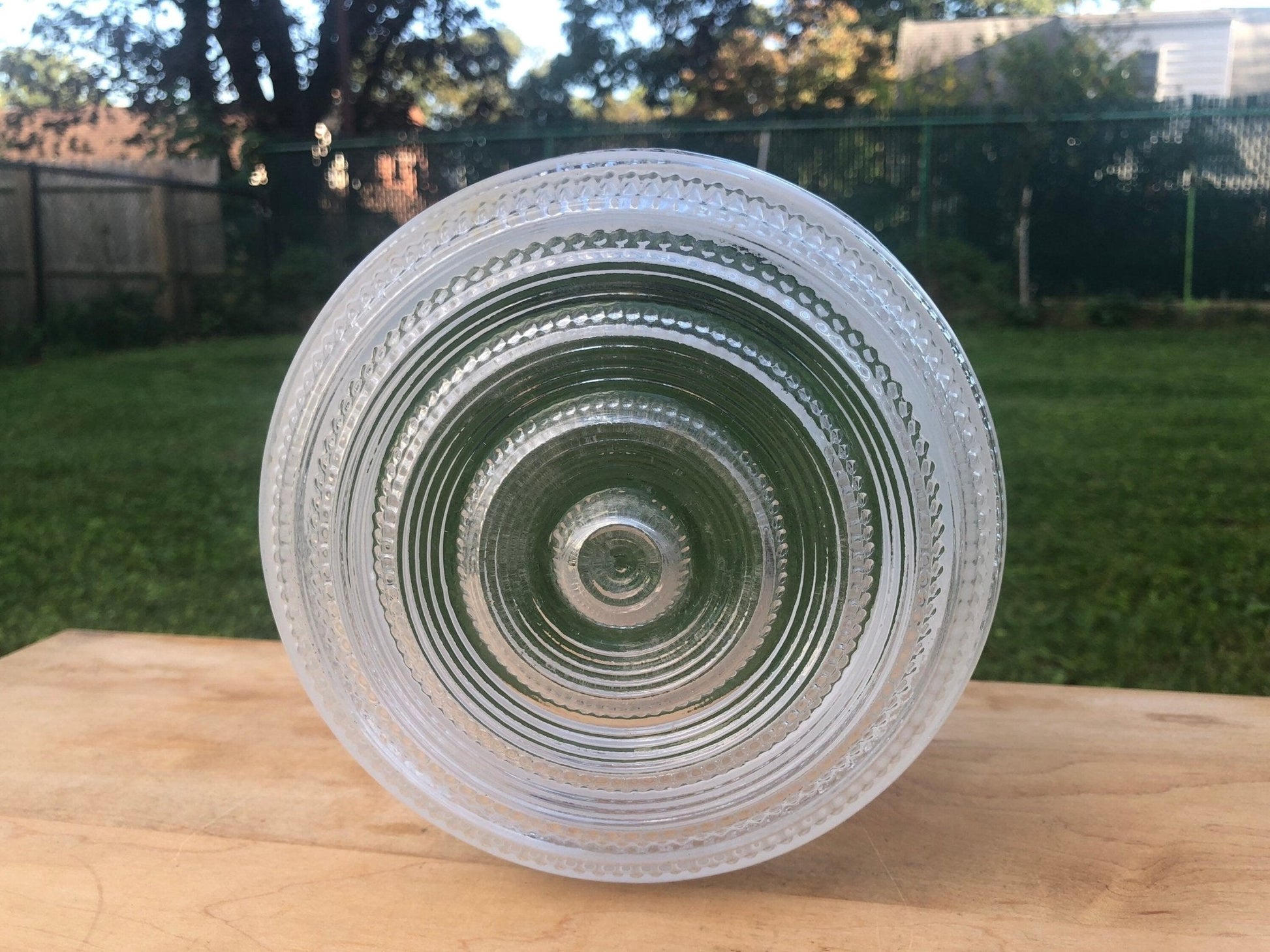 Vintage Art Deco Frosted and Textured Clear Glass Ceiling Light Cover, Light Shade - Loom Vintage