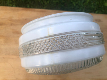 Vintage Art Deco Frosted and Textured Clear Glass Ceiling Light Cover, Light Shade - Loom Vintage