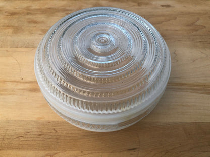 Vintage Art Deco Frosted and Textured Clear Glass Ceiling Light Cover, Light Shade - Loom Vintage