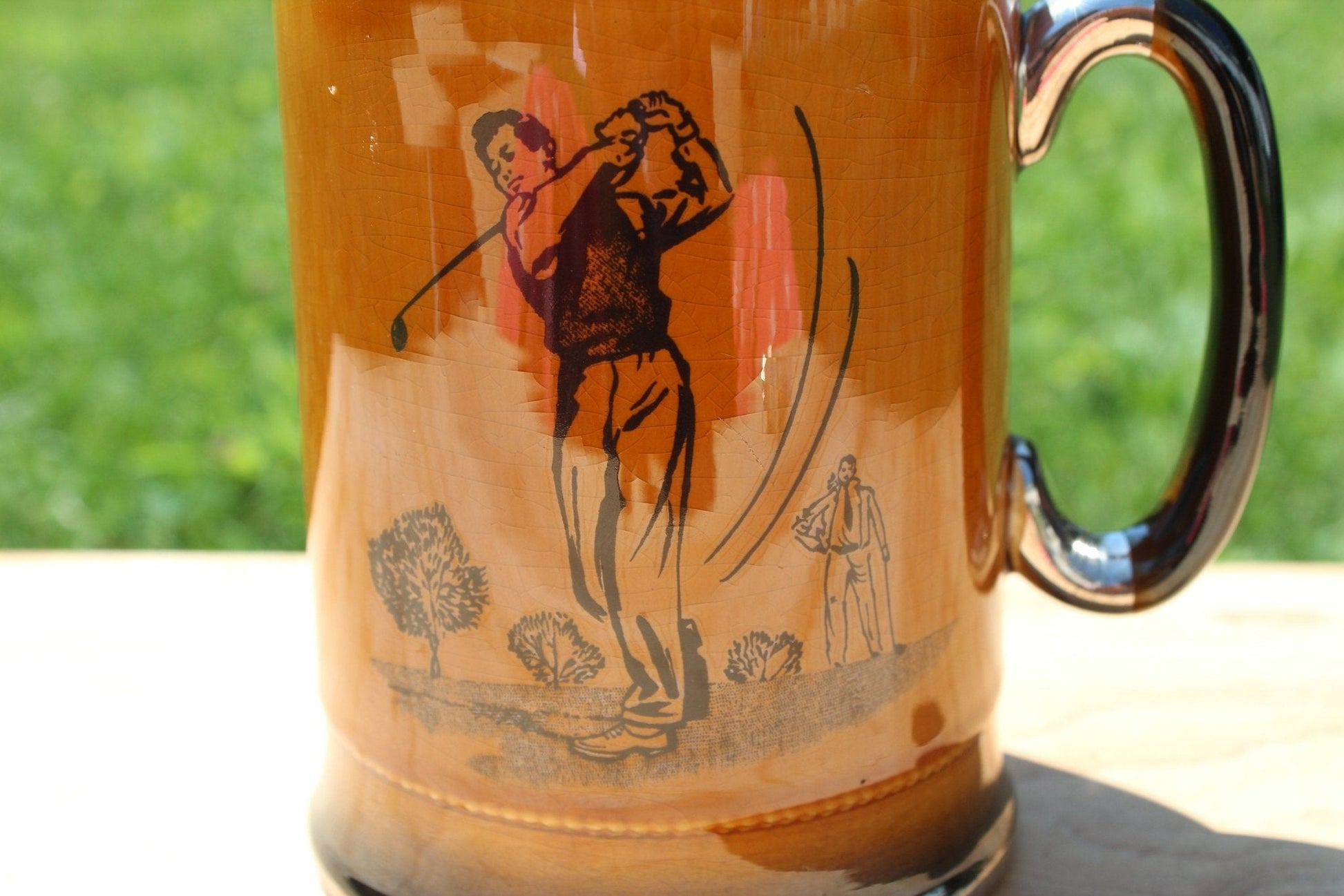 Vintage Arthur Wood Sport Series Golf Coffee Mug, Lustreware Tankard Mug, Royal Bradwell Sports Series, Made in England - Loom Vintage