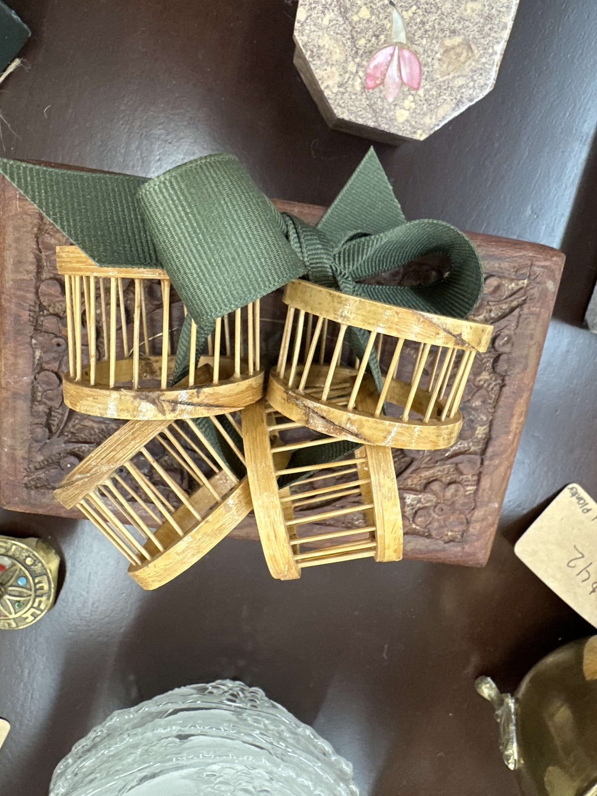 Vintage birdcage style bamboo napkin rings, set of 4, photo 1 of 1