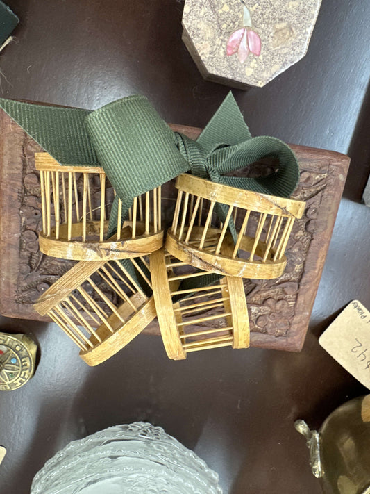 Vintage birdcage style bamboo napkin rings, set of 4, photo 1 of 1