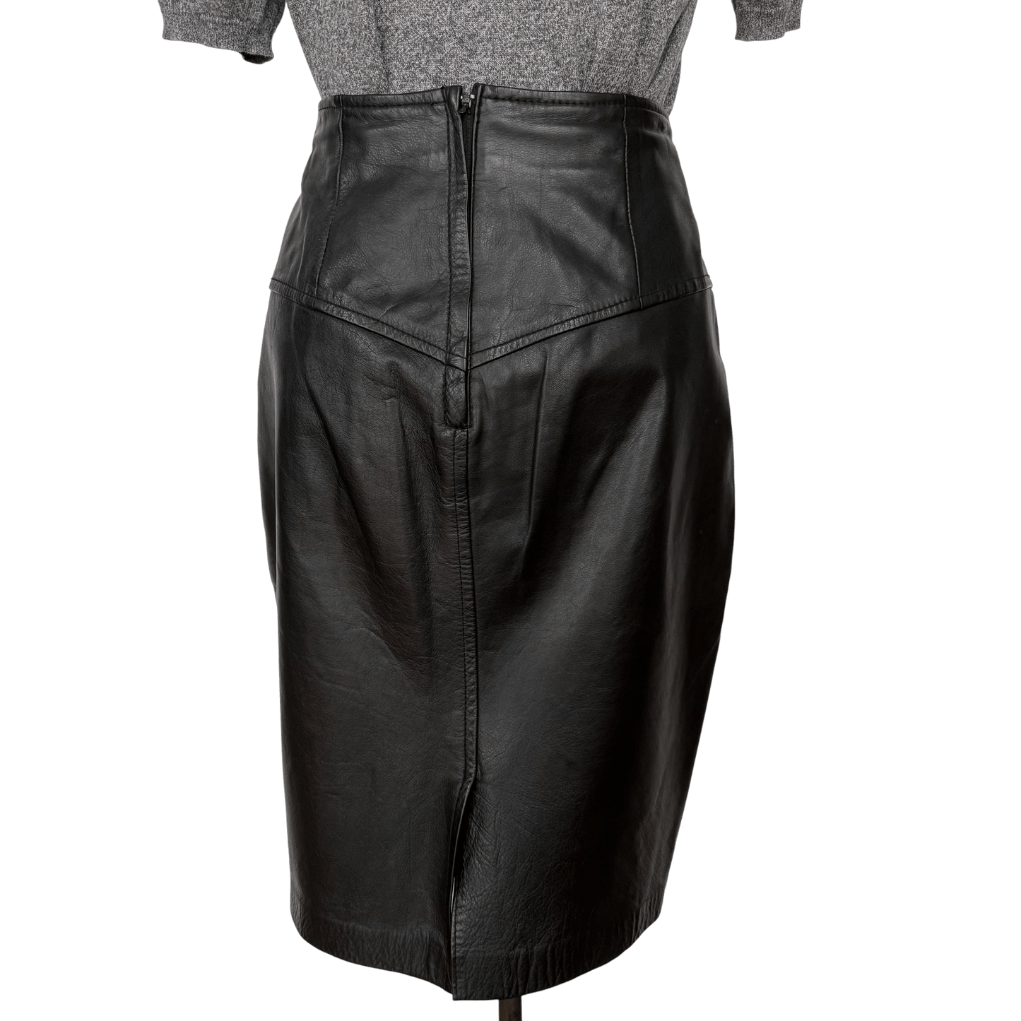 Vintage Black Leather High Waist Skirt Morningside Size 8 - Loom Vintage
