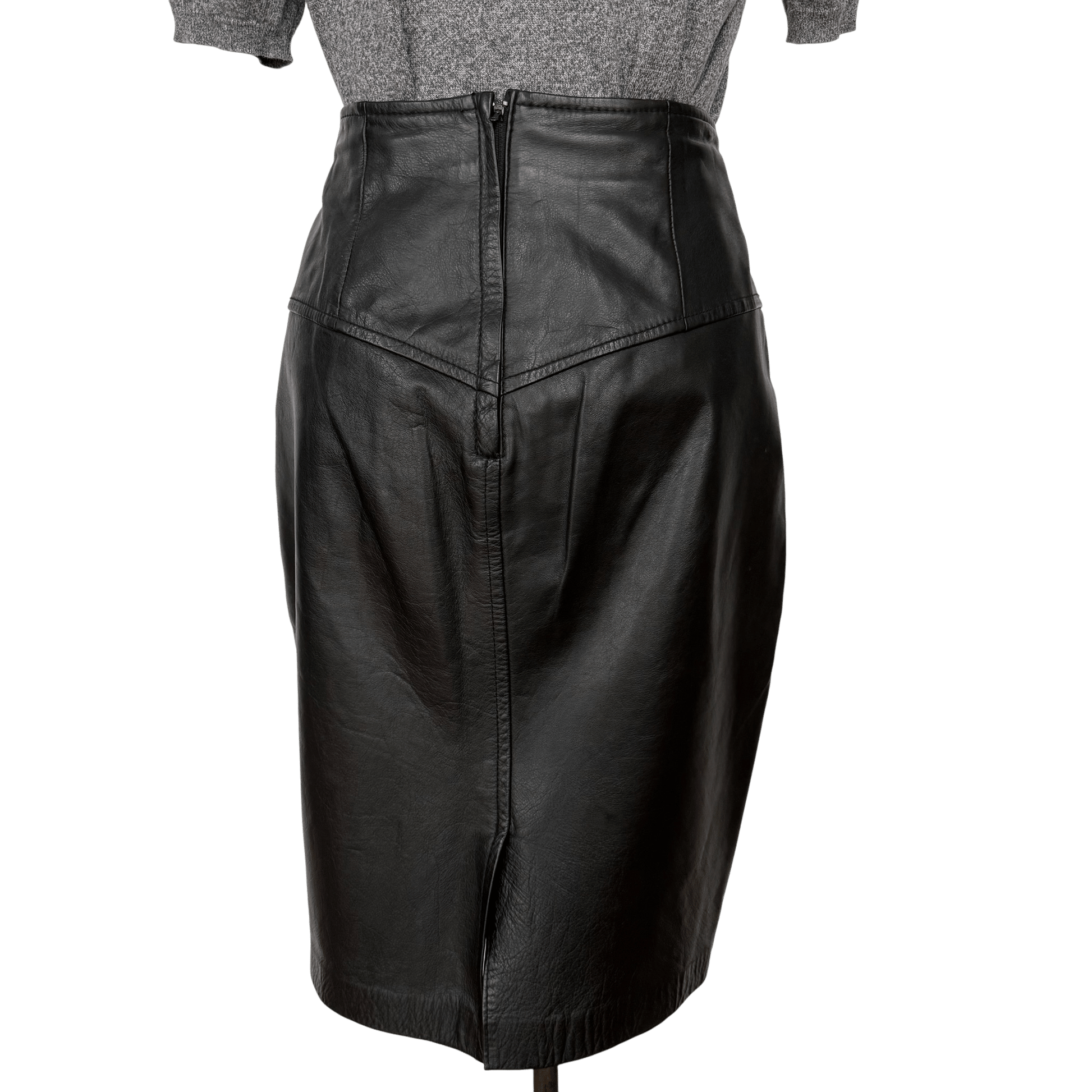 Vintage Black Leather High Waist Skirt Morningside Size 8 - Loom Vintage