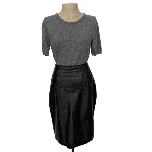 Vintage Black Leather High Waist Skirt Morningside Size 8 - Loom Vintage