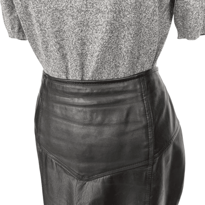 Vintage Black Leather High Waist Skirt Morningside Size 8 - Loom Vintage
