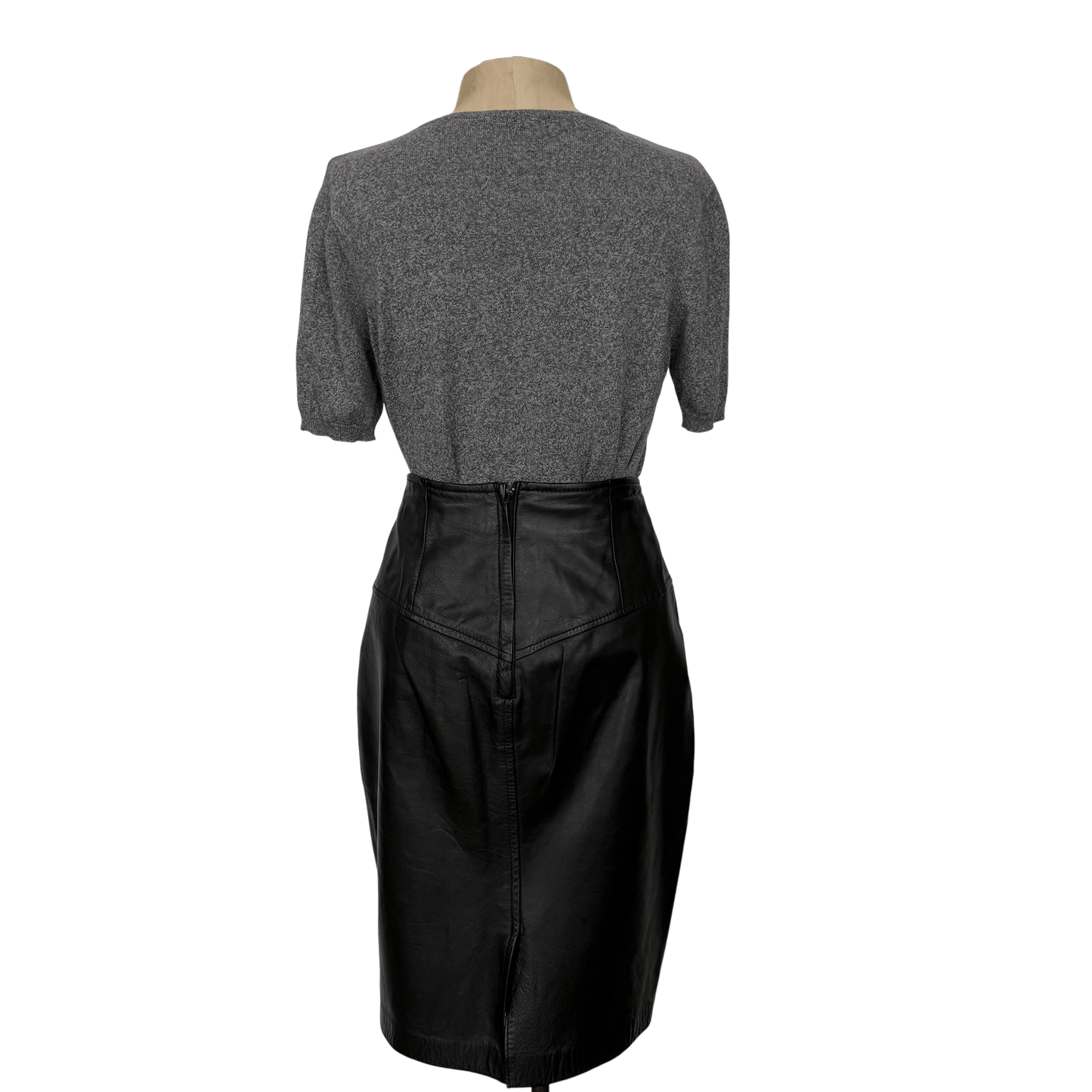 Vintage Black Leather High Waist Skirt Morningside Size 8 - Loom Vintage