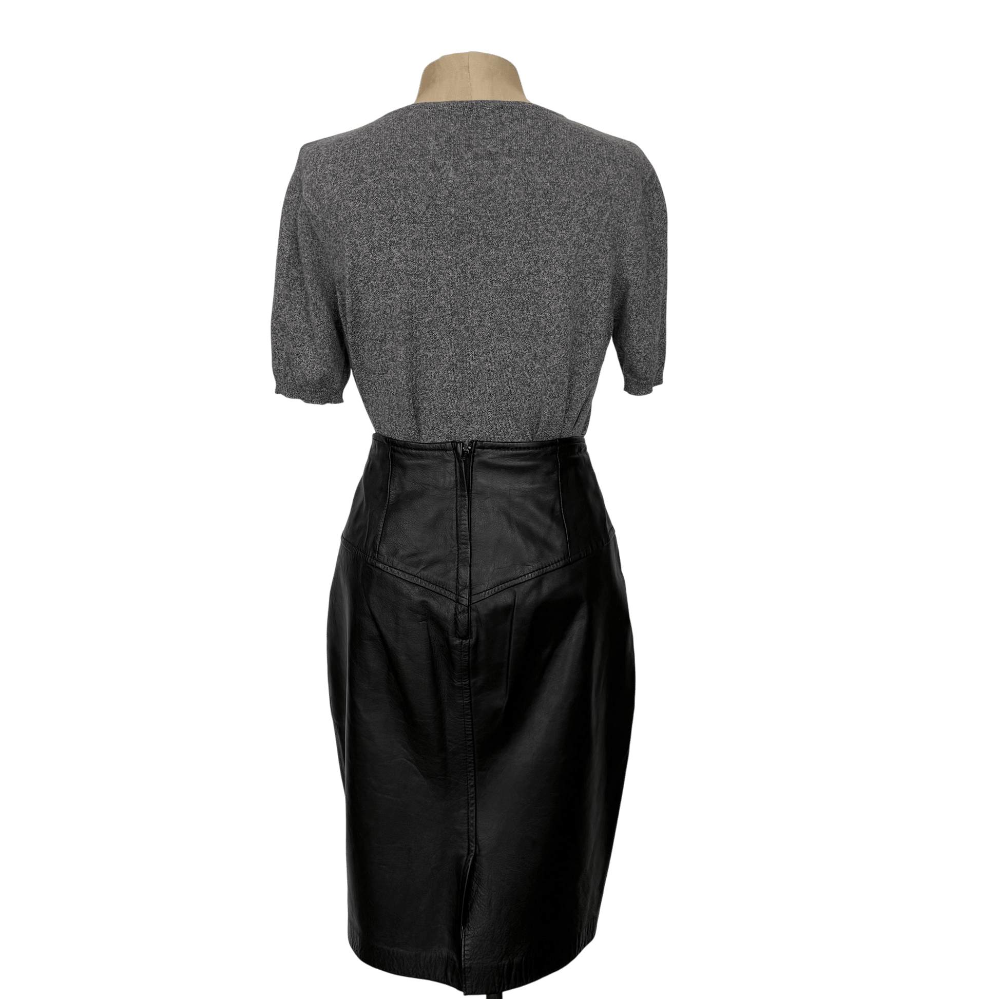 Vintage Black Leather High Waist Skirt Morningside Size 8 - Loom Vintage