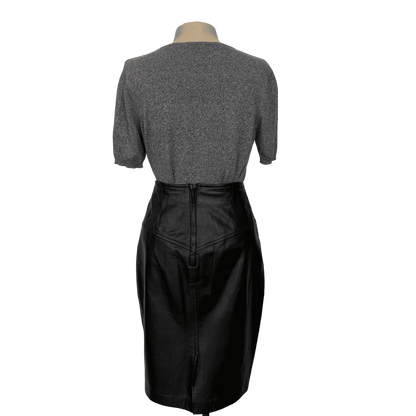 Vintage Black Leather High Waist Skirt Morningside Size 8 - Loom Vintage