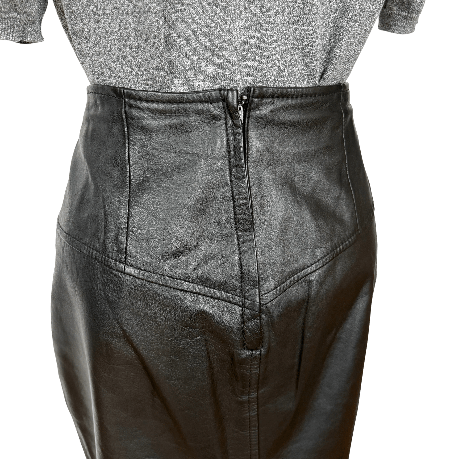 Vintage Black Leather High Waist Skirt Morningside Size 8 - Loom Vintage