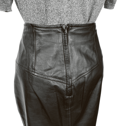 Vintage Black Leather High Waist Skirt Morningside Size 8 - Loom Vintage