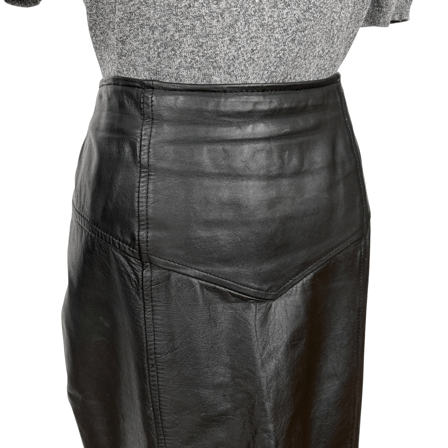 Vintage Black Leather High Waist Skirt Morningside Size 8 - Loom Vintage