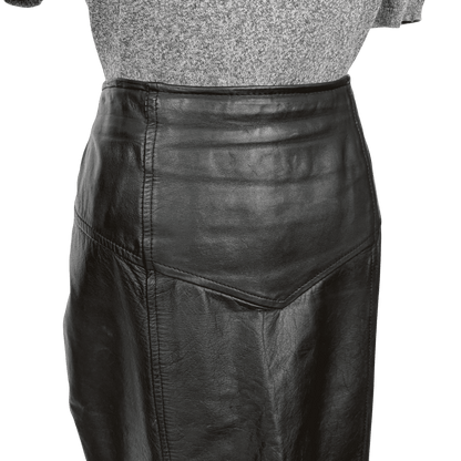Vintage Black Leather High Waist Skirt Morningside Size 8 - Loom Vintage
