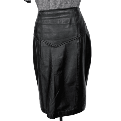 Vintage Black Leather High Waist Skirt Morningside Size 8 - Loom Vintage