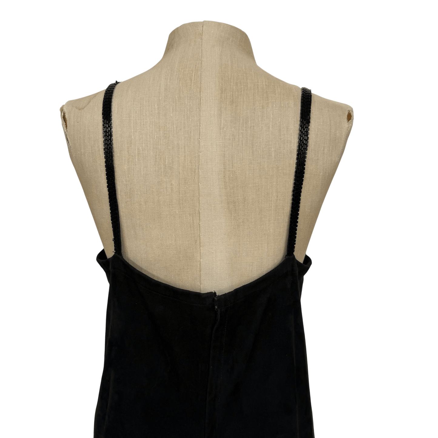 Vintage Black Suede Beaded Hem Slip Dress – Approx Size S/M - Loom Vintage