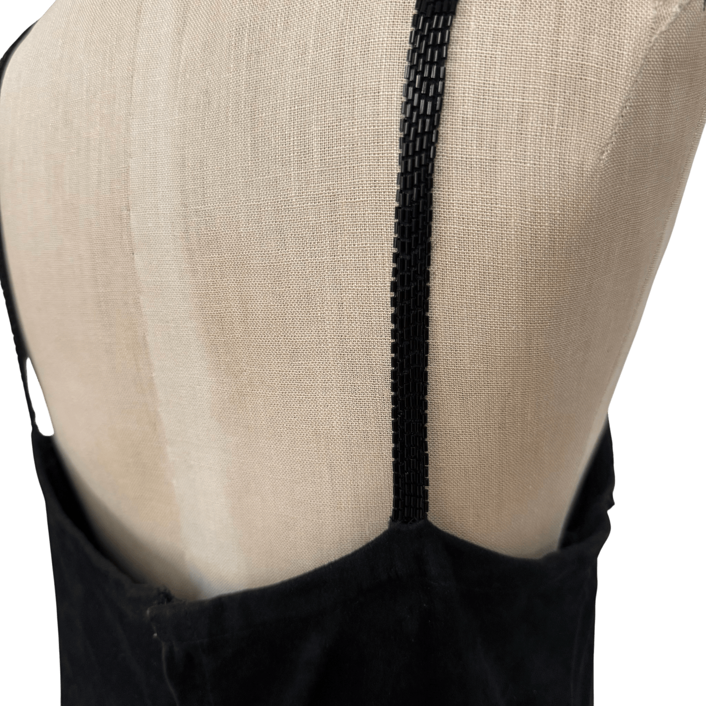 Vintage Black Suede Beaded Hem Slip Dress – Approx Size S/M - Loom Vintage