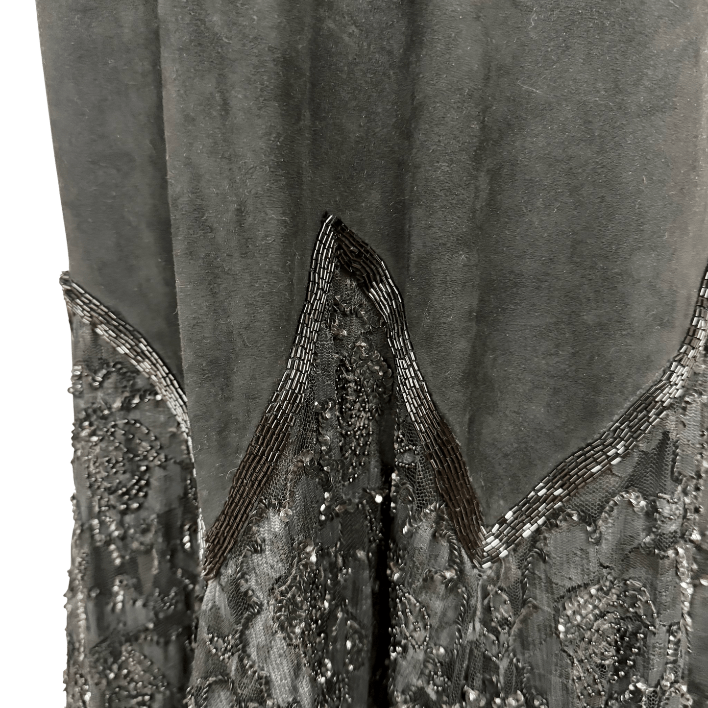Vintage Black Suede Beaded Hem Slip Dress – Approx Size S/M - Loom Vintage