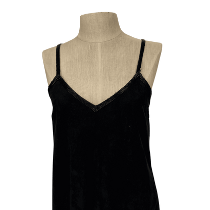 Vintage Black Suede Beaded Hem Slip Dress – Approx Size S/M - Loom Vintage