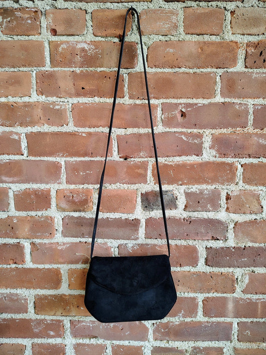 Vintage Black Suede Shoulder Bag – Made in Brazil - Loom Vintage