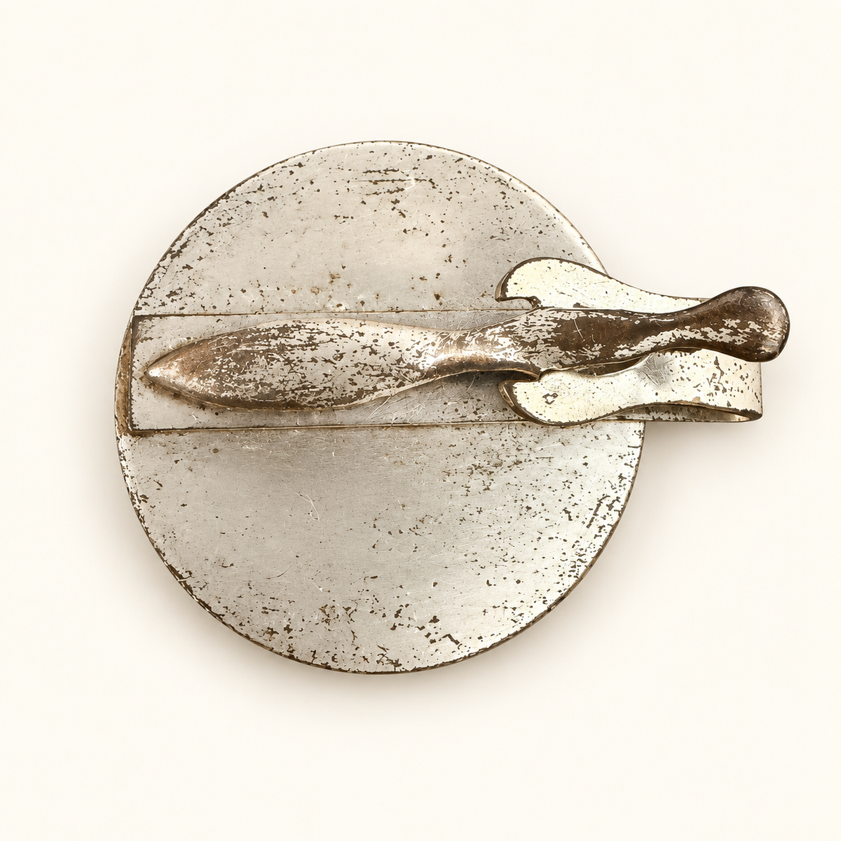 Back of bowling money clip showing spring clip