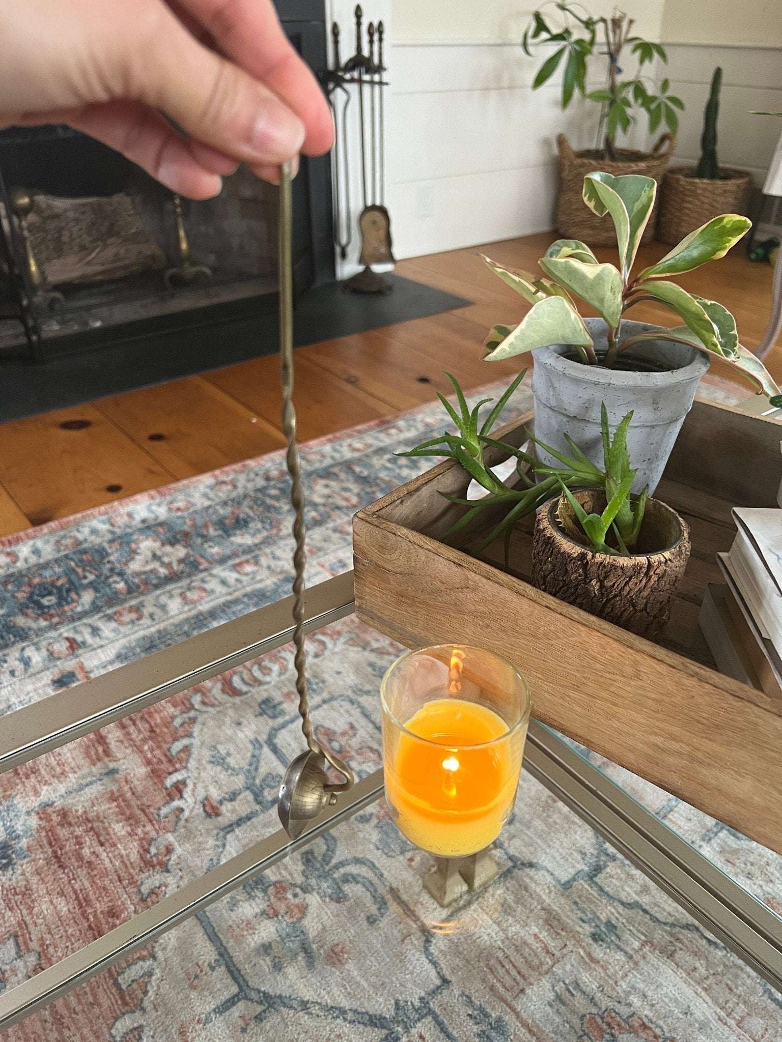 Vintage Brass Candle Snuffer, Metal Work Fire Snuffe, Gold, Round, Swirl - Loom Vintage