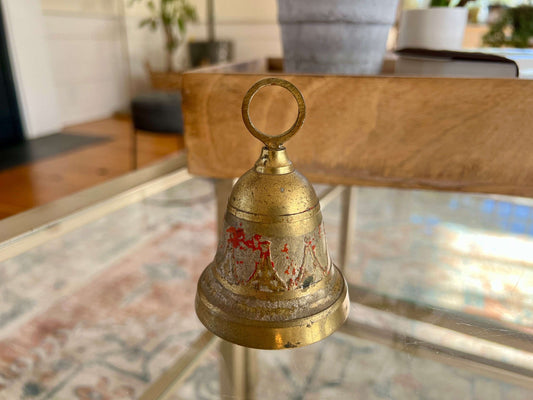 Vintage Brass Dinner Bell, School Bell, Warm Patina, photo 1 of 8