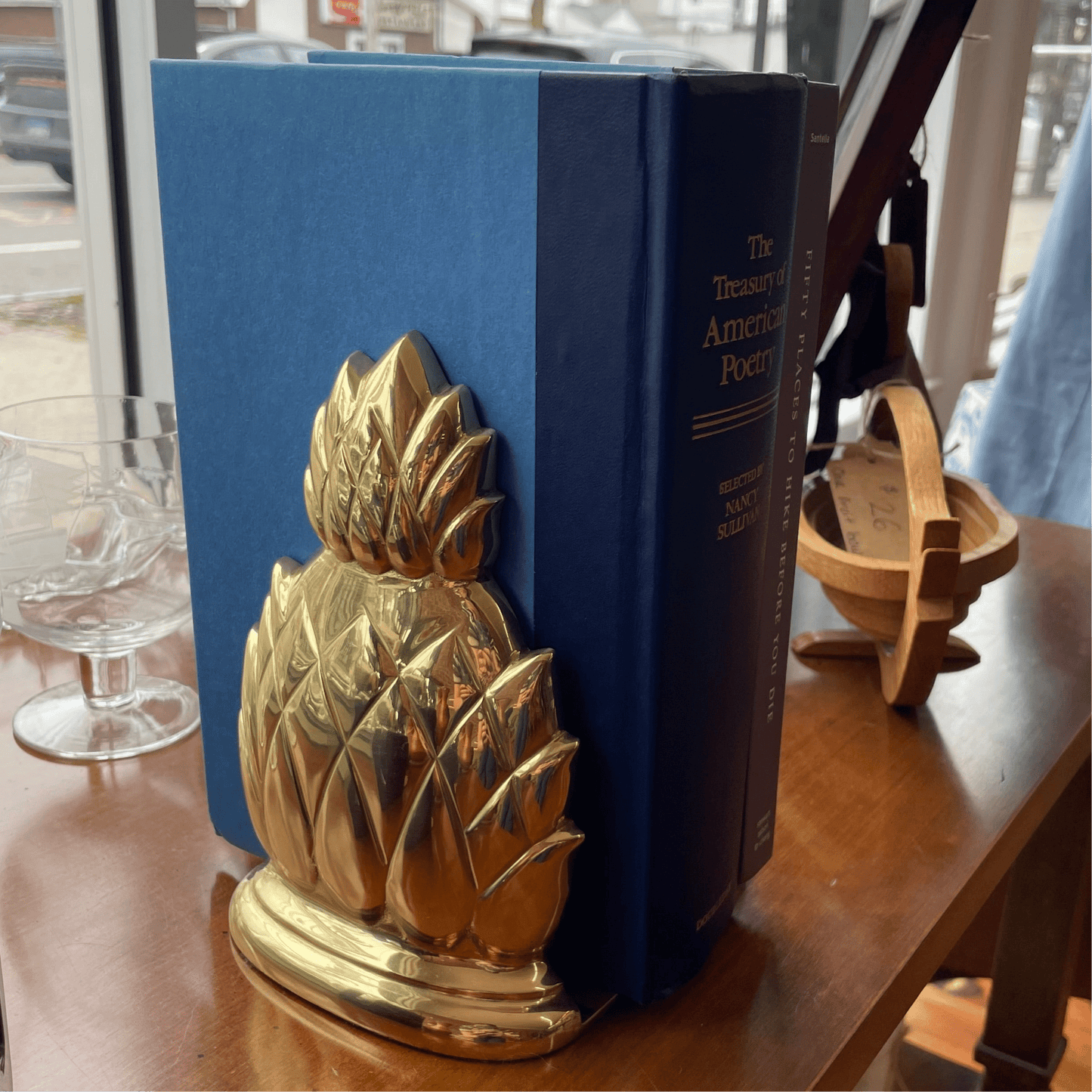 Vintage Brass Pineapple Bookends – Polished Lacquered Brass, Made in India - Loom Vintage