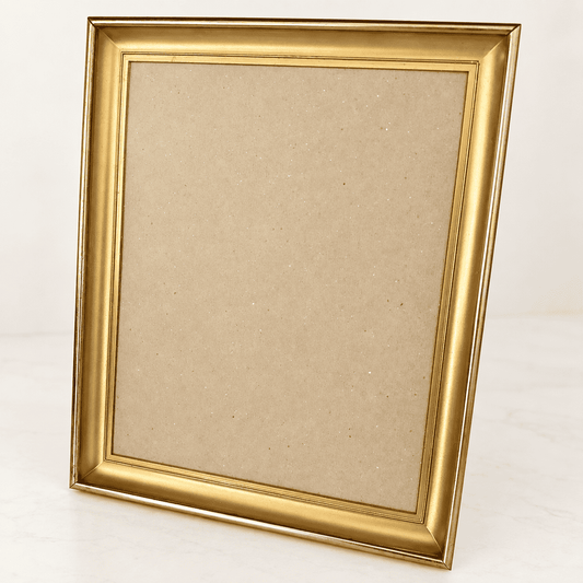 Vintage brushed gold metal picture frame with red velvet easel back, photo 1 of 4