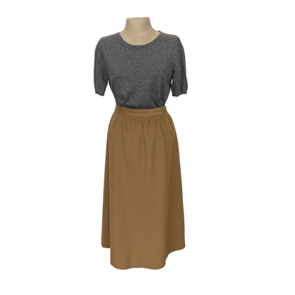 Vintage Camel Wool Midi Skirt, Size 12 - Loom Vintage