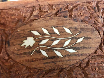 Vintage Carved Wood Box, Jewelry Box, Folk Art, Handmade Boho Box, Keepsake Box, Vintage Trinket Box, India - Loom Vintage