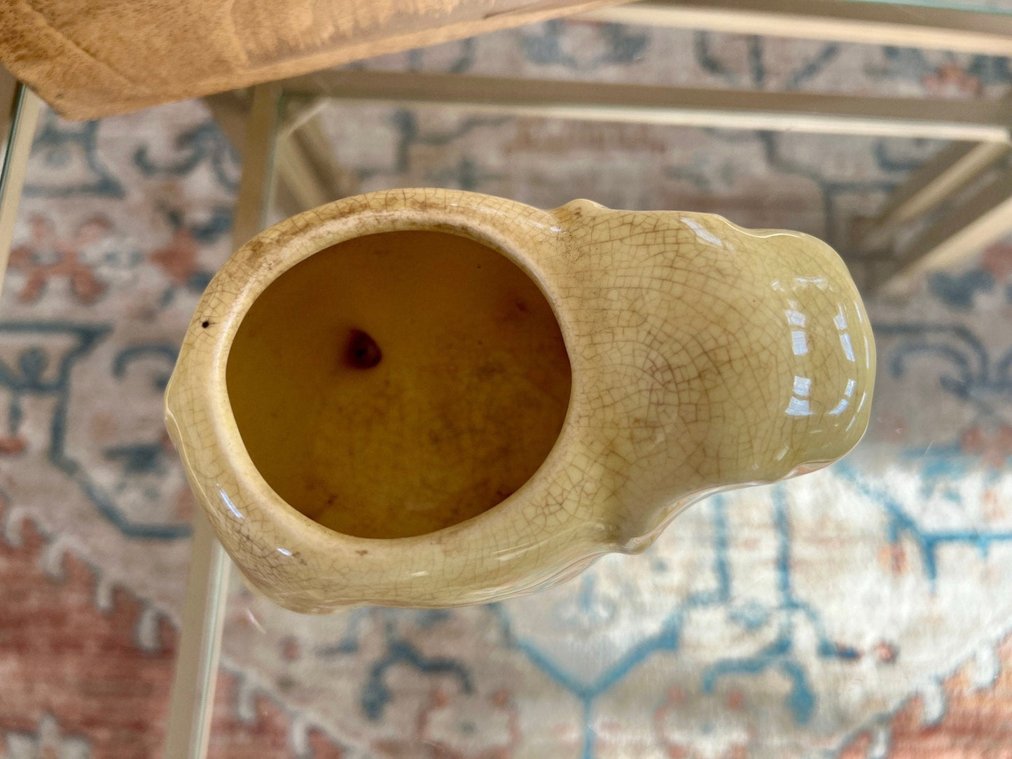 Vintage Ceramic Elephant Planter, Soft Yellow Flower Pot, Pastel Yellow Pottery - Loom Vintage