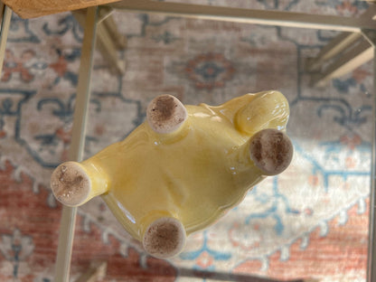 Vintage Ceramic Elephant Planter, Soft Yellow Flower Pot, Pastel Yellow Pottery - Loom Vintage